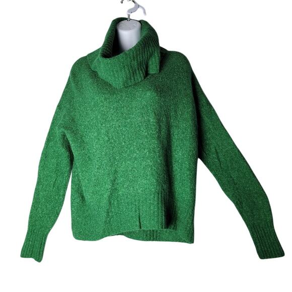 Michael Kors Green Cowl Neck Turtleneck Sweater Women’s Sz S Knit Cozy Academia - Picture 1 of 9